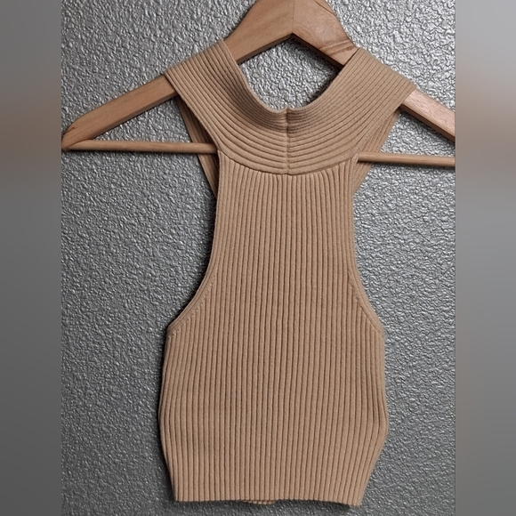 Cider Ribbed Criss Cross Cropped Halter Top A1   Size S - Picture 7 of 14